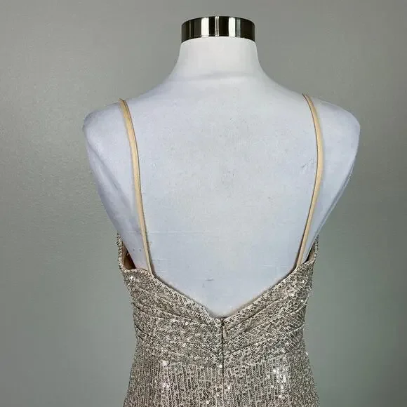 Mac Duggal Ombre Sequined Long Column Evening Gown Black and Gold Size 6 Dress - Picture 10 of 13